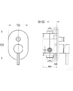 Levo Concealed Manual Shower Valve with Diverter