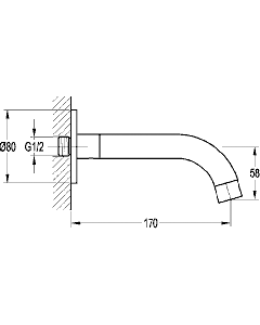 Basin or Bath Spout 170mm Gun Metal