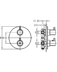 Levo Round Recessed Shower Valve with Diverter