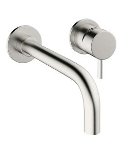 Crosswater Mike Pro Wall Basin Mixer Brushed Stainless Steel Effect