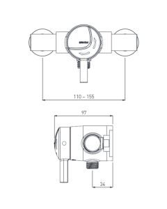 OPAC Thermostatic Exposed Mini Valve with Chrome Lever