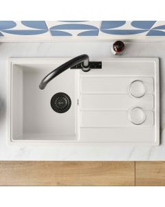 Mio Compact Square Single Bowl and Drainer Blizzard