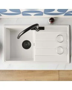 Mio Compact Square Single Bowl and Drainer Blizzard