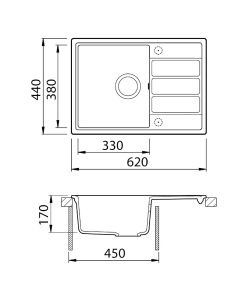 Mio Compact Extra Small Single Bowl Drainer Blizzard