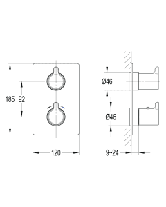 Moonlight Square Recessed Shower Valve Chrome