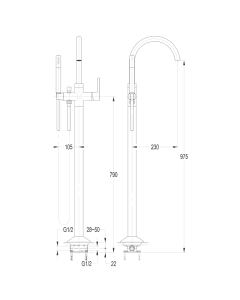 Moonlight Floor Standing Bath Shower Mixer Chrome