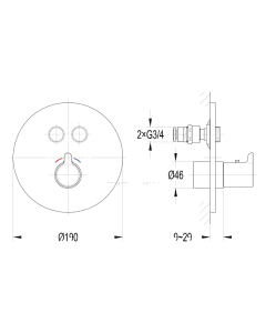 Moonlight GoClick Round Recessed Shower Valve Brushed Brass