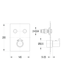 Moonlight GoClick Square Recessed Shower Valve Gun Metal
