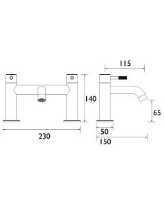 Molida Deck Mounted Bath Filler Matt Black