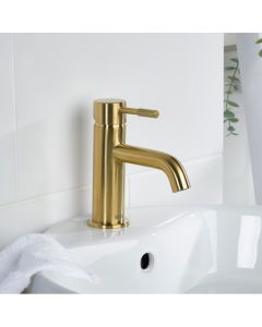 Molida Basin Mixer with Clicker Waste Brushed Brass