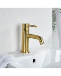 Molida Basin Mixer with Clicker Waste Brushed Brass