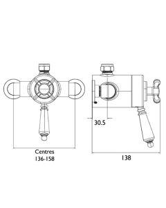 1901 Thermostatic Exposed Dual Control Shower Valve Top Outlet Chrome