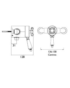 1901 Thermostatic Exposed Dual Control Shower Valve Bottom Outlet Chrome