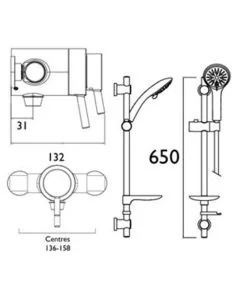 Prism Exposed Sequential Chrome Shower Valve with Adjustable Riser Kit