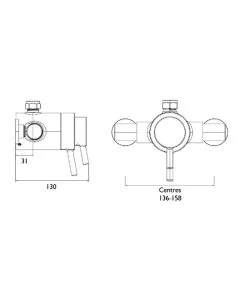 Prism Exposed Concentric Chrome Top Outlet Shower Valve