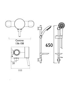 Prism Exposed Sequential Chrome Shower Valve with Adjustable Riser Kit