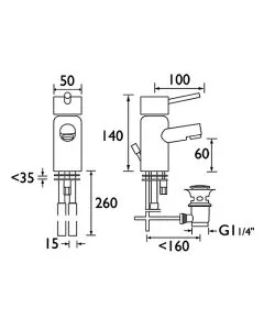 Prism Eco Basin Mixer with Pop-up Waste