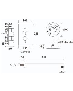 Bristan Prism Recessed Dual Control Bath and Shower Pack