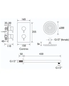 Bristan Prism Recessed Dual Control Bath and Shower Pack