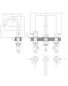 Crosswater Mike Pro 3 Hole Basin Mixer Brushed Brass