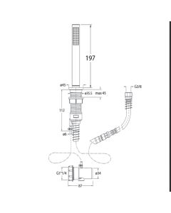 Follow Me Bath Mounted Shower Handset and Hose Brushed Brass