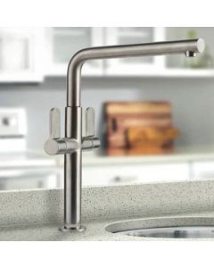 Pulsar Twin Lever Monobloc Mixer With Swivel Spout Brushed Nickel