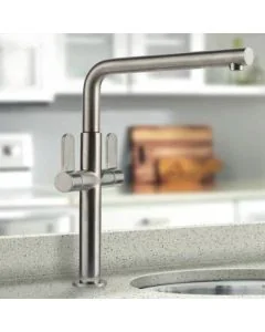 Pulsar Twin Lever Monobloc Mixer With Swivel Spout Brushed Nickel