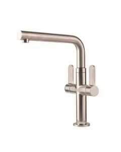 Pulsar Twin Lever Monobloc Mixer With Swivel Spout Brushed Nickel