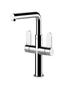Pulsar Twin Lever Monobloc Mixer With Swivel Spout Chrome