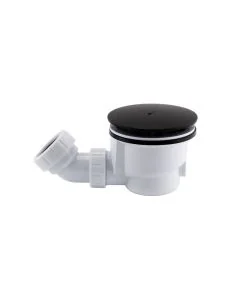 90mm Black Fastflow Shower Waste with Angled Connector