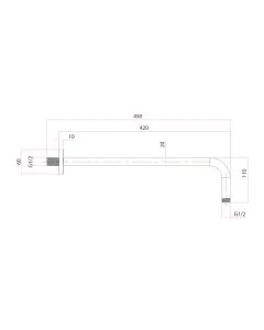 Design Brass Shower Arm 400mm Brushed Brass