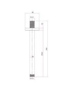 Design Round Ceiling Shower Arm 200mm Matt Black