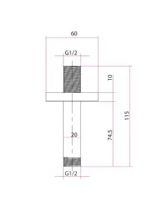 Design Round Ceiling Shower Arm 75mm Brushed Brass