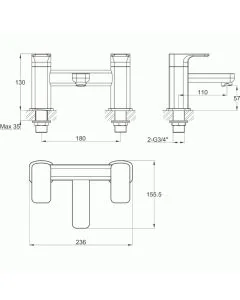 Flite Deck Mounted Bath Filler Brushed Brass