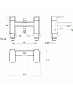 Flite Deck Mounted Bath Shower Mixer Matt Black