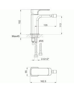 Flite Bidet Mixer With Clicker Waste Brushed Brass