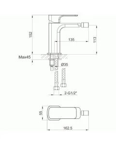 Flite Bidet Mixer With Clicker Waste Matt Black