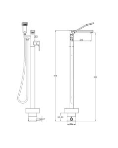 Flite Floor Mounted Bath Shower Mixer Matt Black