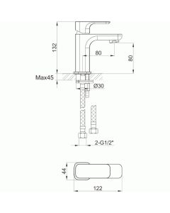 Flite Small Basin Mixer With Clicker Waste Brushed Brass