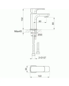 Flite Small Basin Mixer With Clicker Waste Matt Black