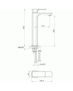 Flite Tall Basin Mixer With Clicker Waste Brushed Brass