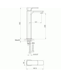 Flite Tall Basin Mixer With Clicker Waste Matt Black