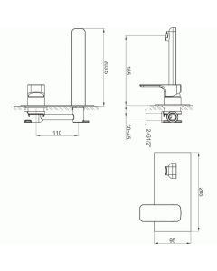 Flite Wall Mounted Basin Mixer Brushed Brass