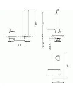 Flite Wall Mounted Basin Mixer Matt Black