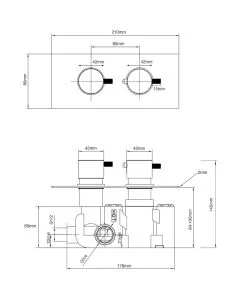 Ravine Recessed Shower Valve Slide Rail Kit Brushed Brass