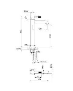 Ravine Tall Basin Mixer With Clicker Waste Matt Black