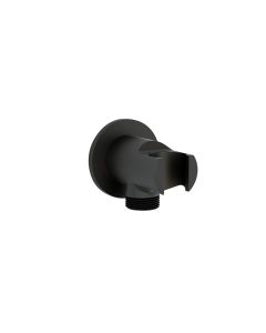 Round Wall Outlet Elbow With Handset Holder Matt Black