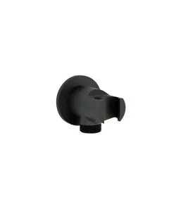 Round Wall Outlet Elbow With Handset Holder Matt Black