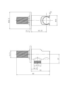 Round Wall Outlet Elbow With Handset Holder Brushed Brass