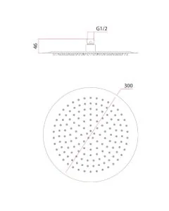 Slimline Round 300mm Showerhead Brushed Brass